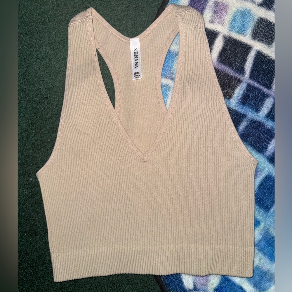 Zenana Outfitters Taupe Ribbed Sleeveless Top‎ - SM/MD - NWOT